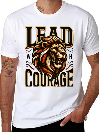 Camiseta Negra con Diseño de León Liderazgo
