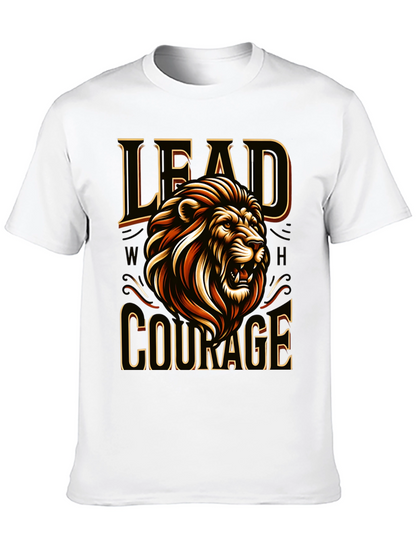 Camiseta Negra con Diseño de León Liderazgo