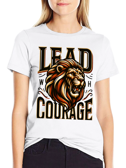 Camiseta Negra con Diseño de León Liderazgo