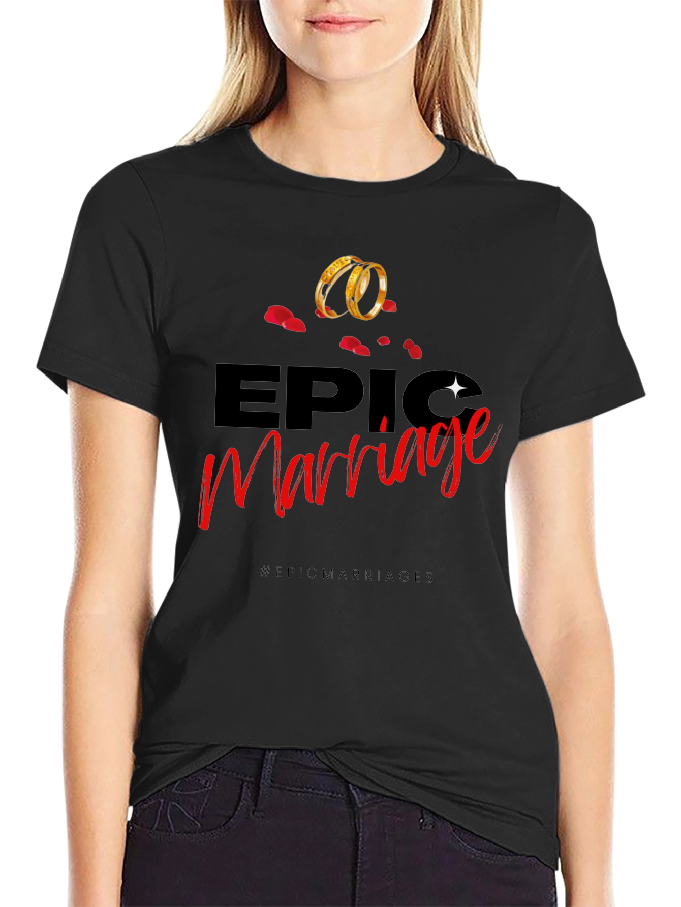 Camiseta Negra con Diseño Epic Marriage
