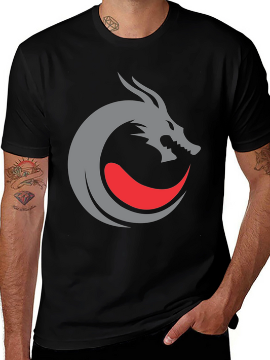 Camiseta Negra Diseño Dragón Circular