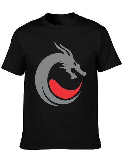 Camiseta Negra Diseño Dragón Circular