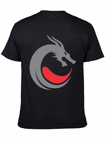 Camiseta Negra Diseño Dragón Circular