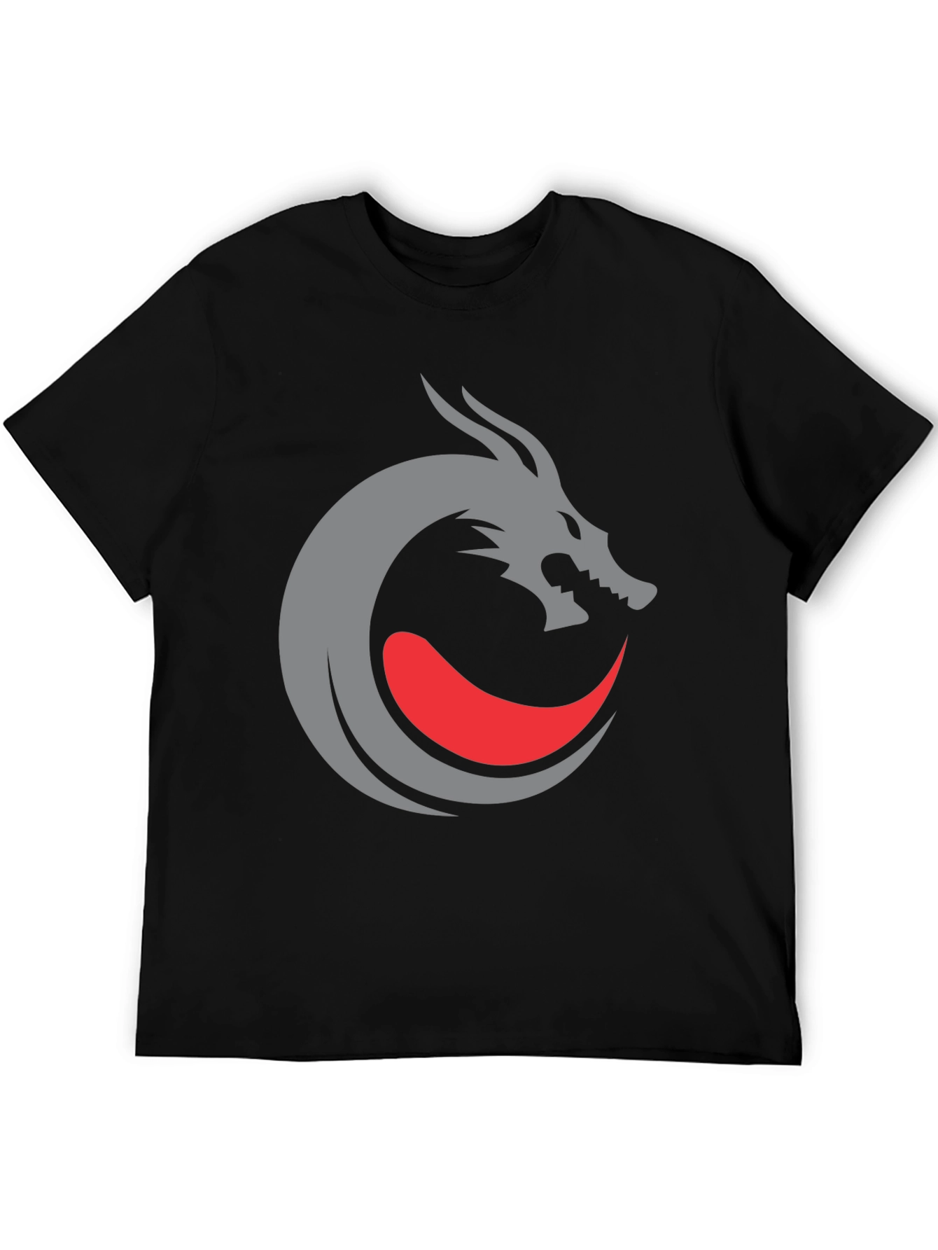 Camiseta Negra Diseño Dragón Circular