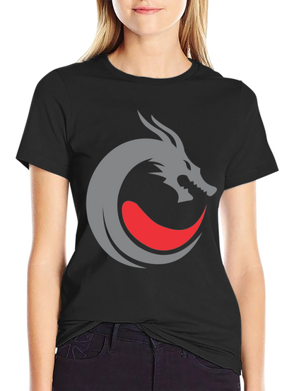 Camiseta Negra Diseño Dragón Circular