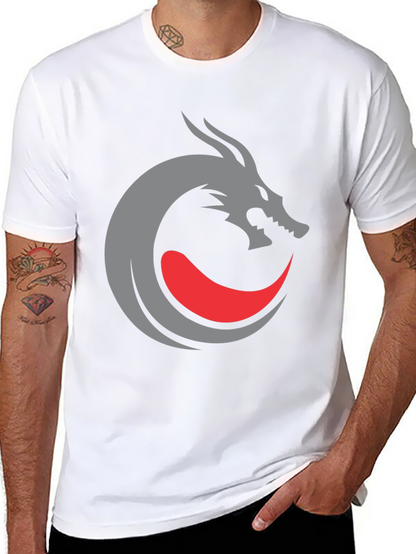 Camiseta Negra Diseño Dragón Circular