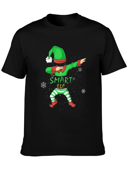 Camiseta Negra Navideña Elfo Inteligente Dabbing