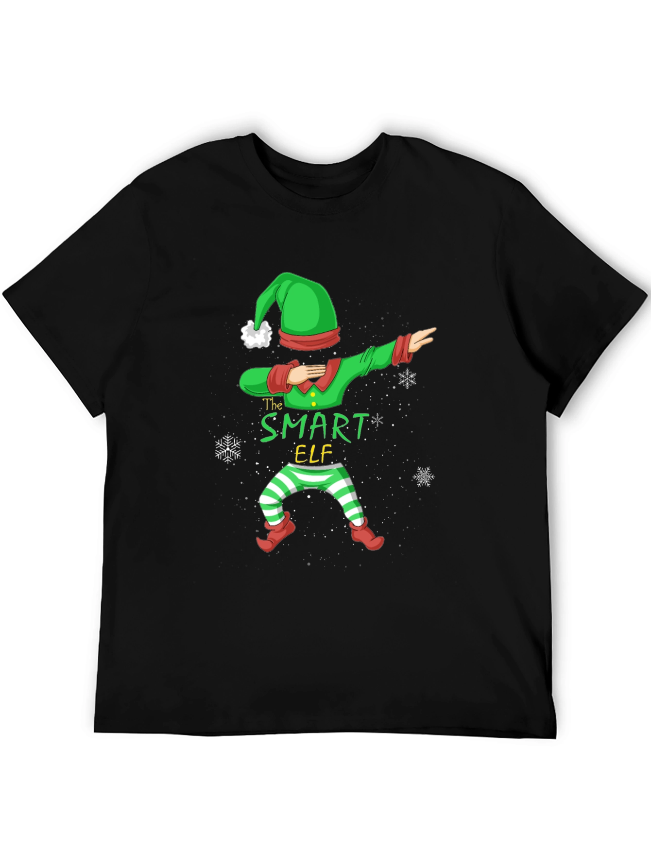Camiseta Negra Navideña Elfo Inteligente Dabbing