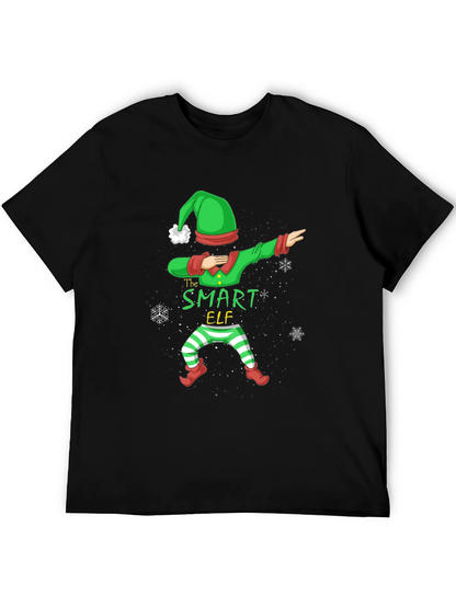 Camiseta Negra Navideña Elfo Inteligente Dabbing