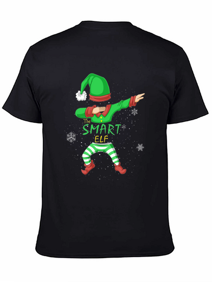 Camiseta Negra Navideña Elfo Inteligente Dabbing