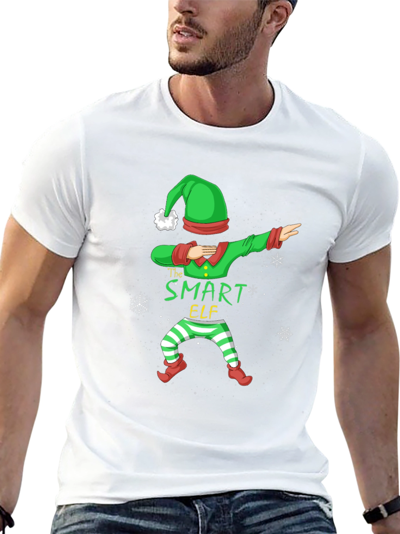 Camiseta Negra Navideña Elfo Inteligente Dabbing