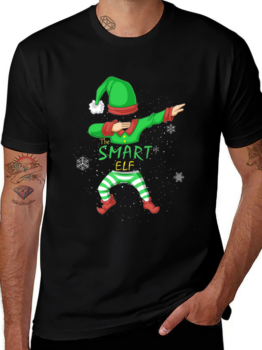 Camiseta Negra Navideña Elfo Inteligente Dabbing