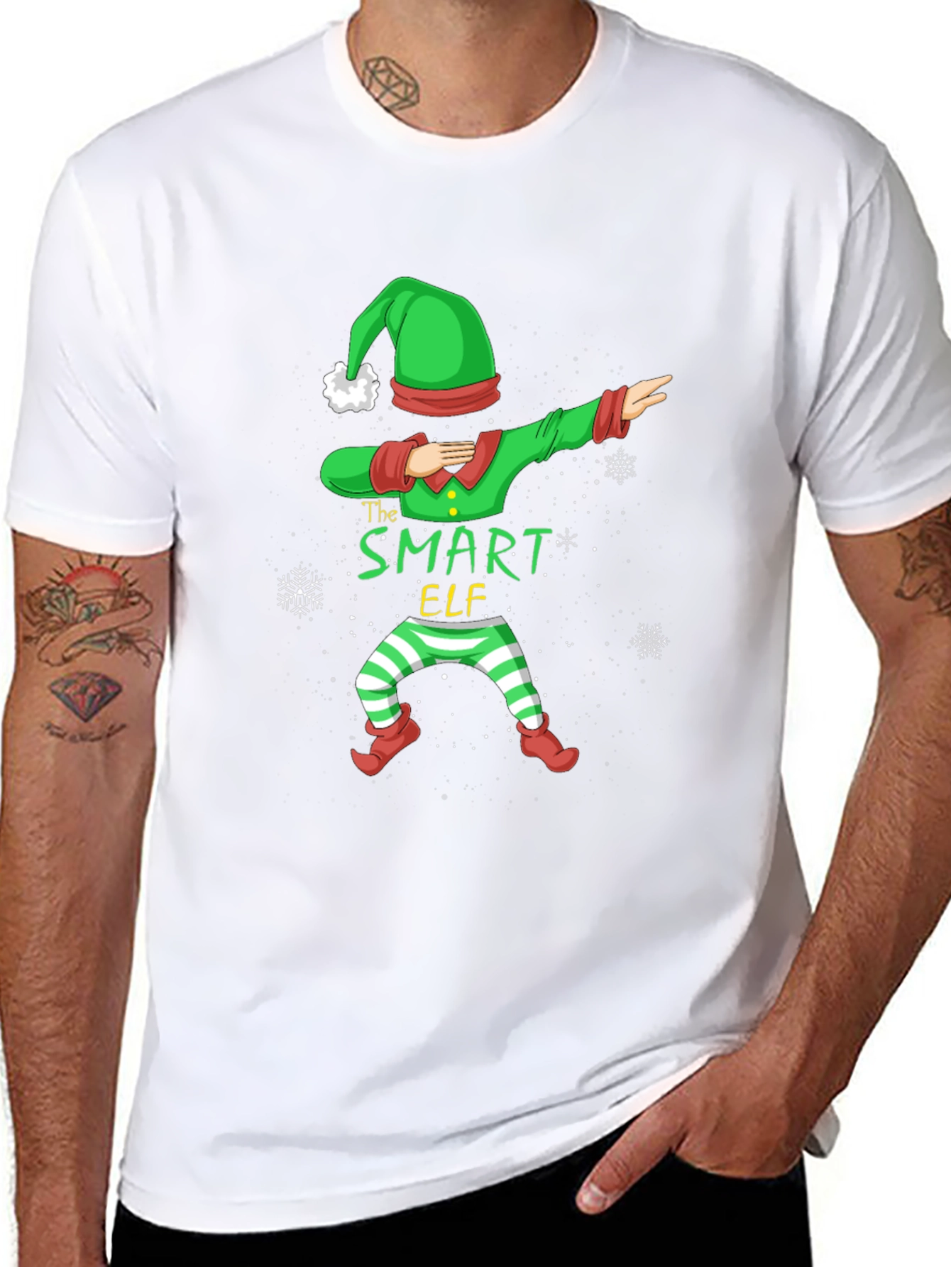 Camiseta Negra Navideña Elfo Inteligente Dabbing