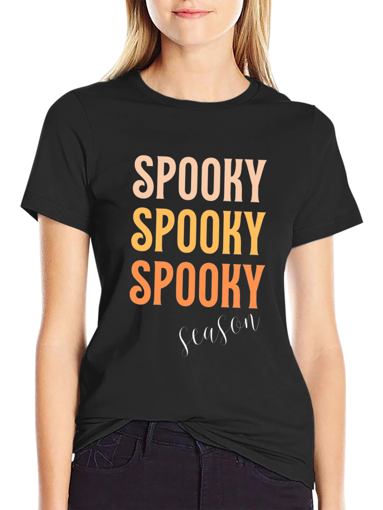 Camiseta Negra Spooky Season para Halloween