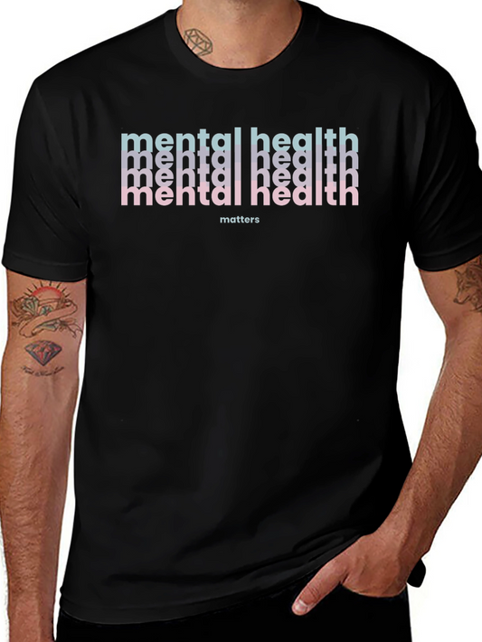 Camiseta Negra Salud Mental Importa Degradada