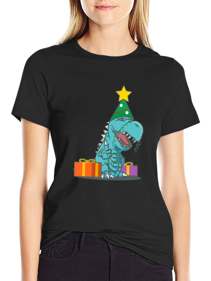 Camiseta de Dinosaurio Navideño