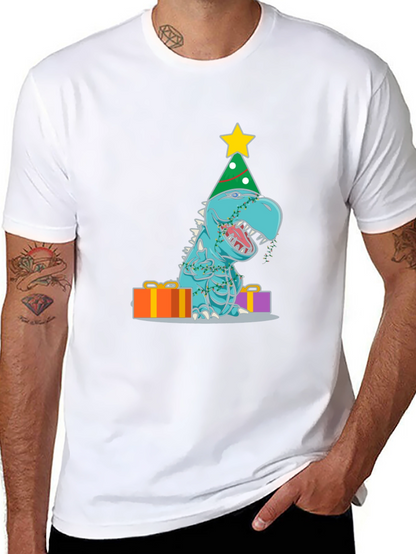 Camiseta de Dinosaurio Navideño