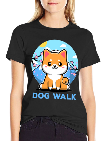 Camiseta Negra Dog Walk Shiba Inu