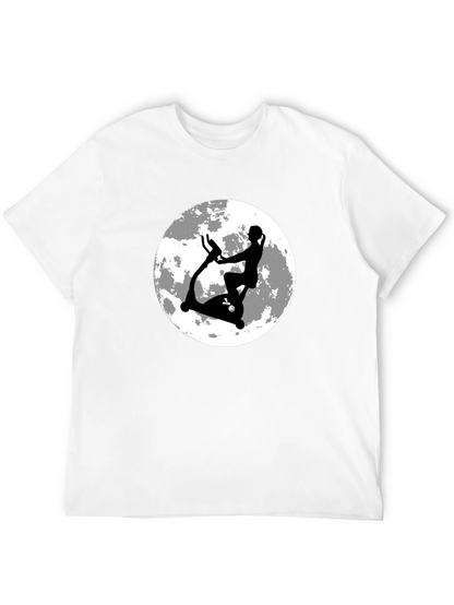 Camiseta Negra con Diseño de Luna y Bicicleta Estática