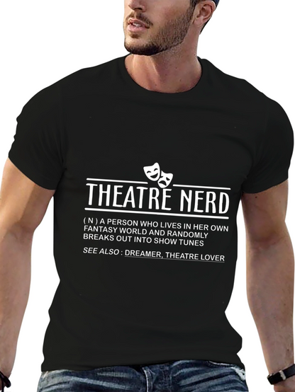 Camiseta Negra Theatre Nerd para Amantes del Teatro
