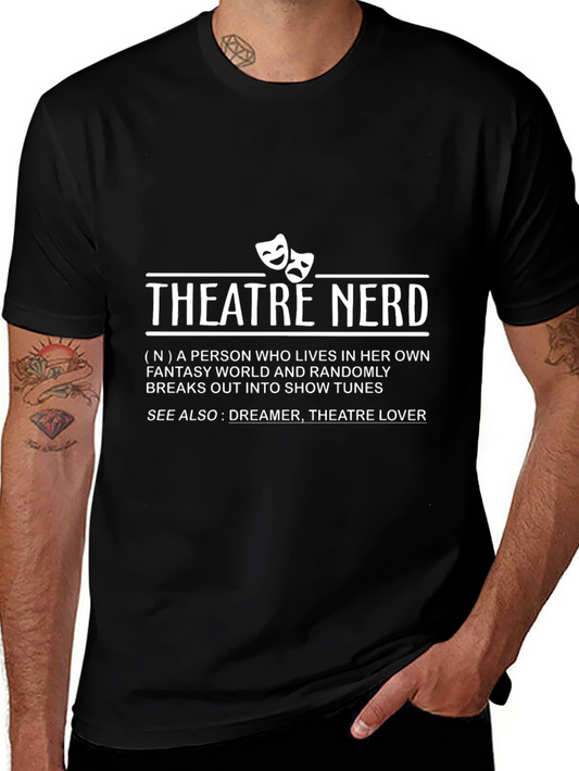 Camiseta Negra Theatre Nerd para Amantes del Teatro